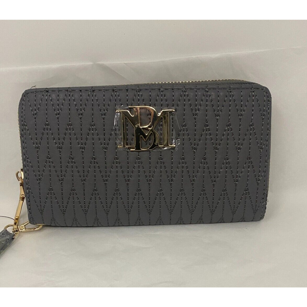 NWT Badgley Mischka Women's Grey Long Wallet With Phone Pocket & Wrist Leg - Picture 1 of 5